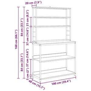 vidaXL Kitchen Rack Artisan Oak 100 x 40 x 168 cm Engineered Wood