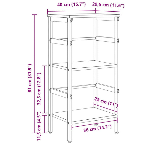 vidaXL Bookshelf Artisan Oak 40 x 29.5 x 81 cm Engineered Wood