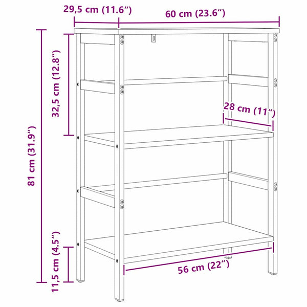 vidaXL Bookshelf Smoked Oak 60 x 29.5 x 81 cm Engineered Wood