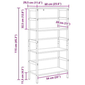 vidaXL Bookcase Sonoma Oak 60 x 29.5 x 115 cm Engineered Wood