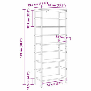 vidaXL Bookshelf Black Oak Look 60 x 29.5 x 149 cm