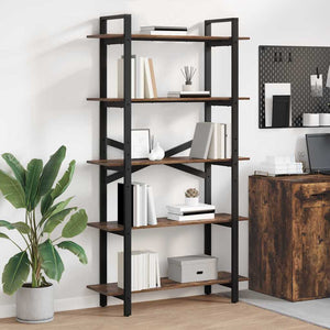 vidaXL Bookcase Smoked Oak 100x33.5x178 cm Engineered Wood