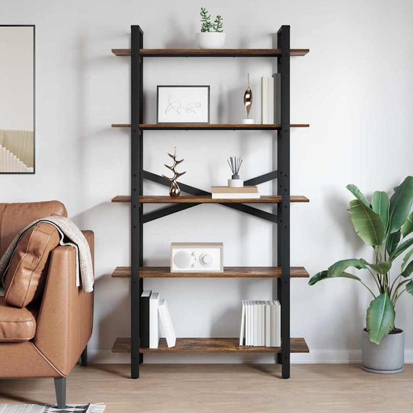 vidaXL Bookcase Smoked Oak 100x33.5x178 cm Engineered Wood