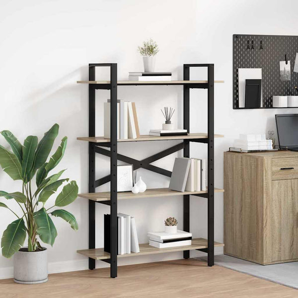 vidaXL Bookcase Sonoma Oak 100 x 33.5 x 140 cm Engineered Wood