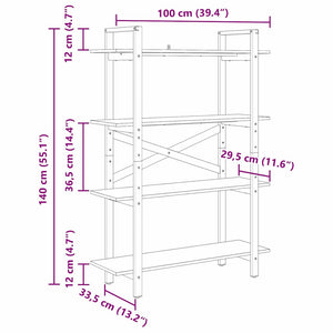 vidaXL Bookcase Artisan Oak 100 x 33.5 x 140 cm Engineered Wood