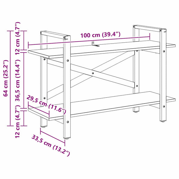 vidaXL Bookcase Sonoma Oak 100 x 33.5 x 64 cm Engineered Wood