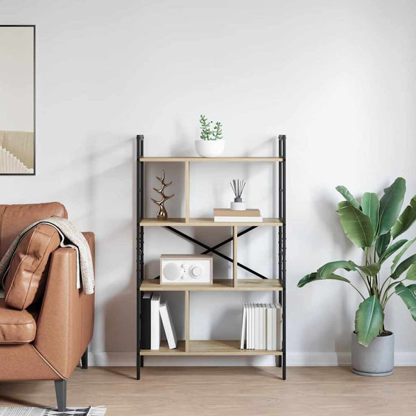 vidaXL Bookshelf Sonoma Oak 75 x 30 x 123.5 cm Engineered Wood