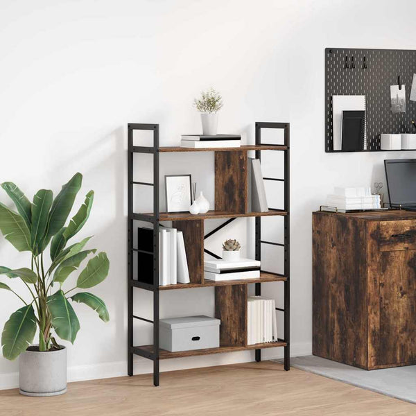 vidaXL Bookshelf Smoked Oak 75 x 30 x 123.5 cm Engineered Wood