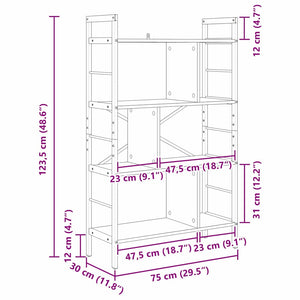 vidaXL Bookshelf Smoked Oak 75 x 30 x 123.5 cm Engineered Wood