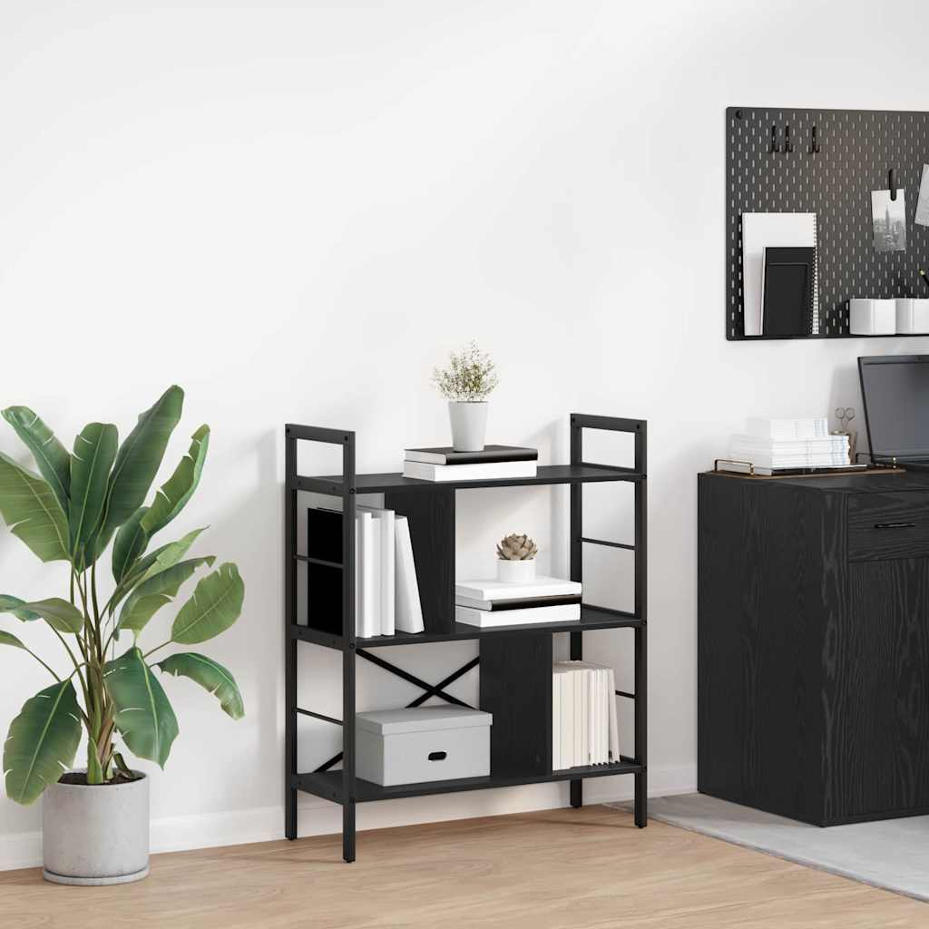 vidaXL Bookcase Black Oak Look 75 x 30 x 91 cm Engineered Wood