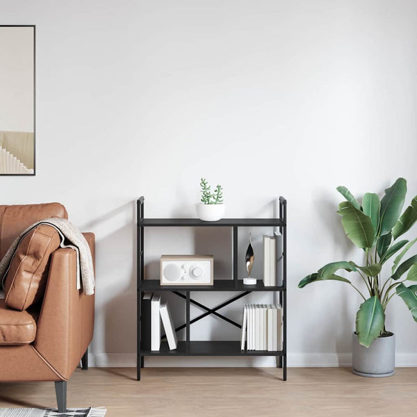 vidaXL Bookcase Black Oak Look 75 x 30 x 91 cm Engineered Wood