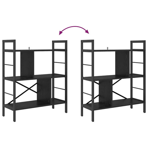 vidaXL Bookcase Black Oak Look 75 x 30 x 91 cm Engineered Wood