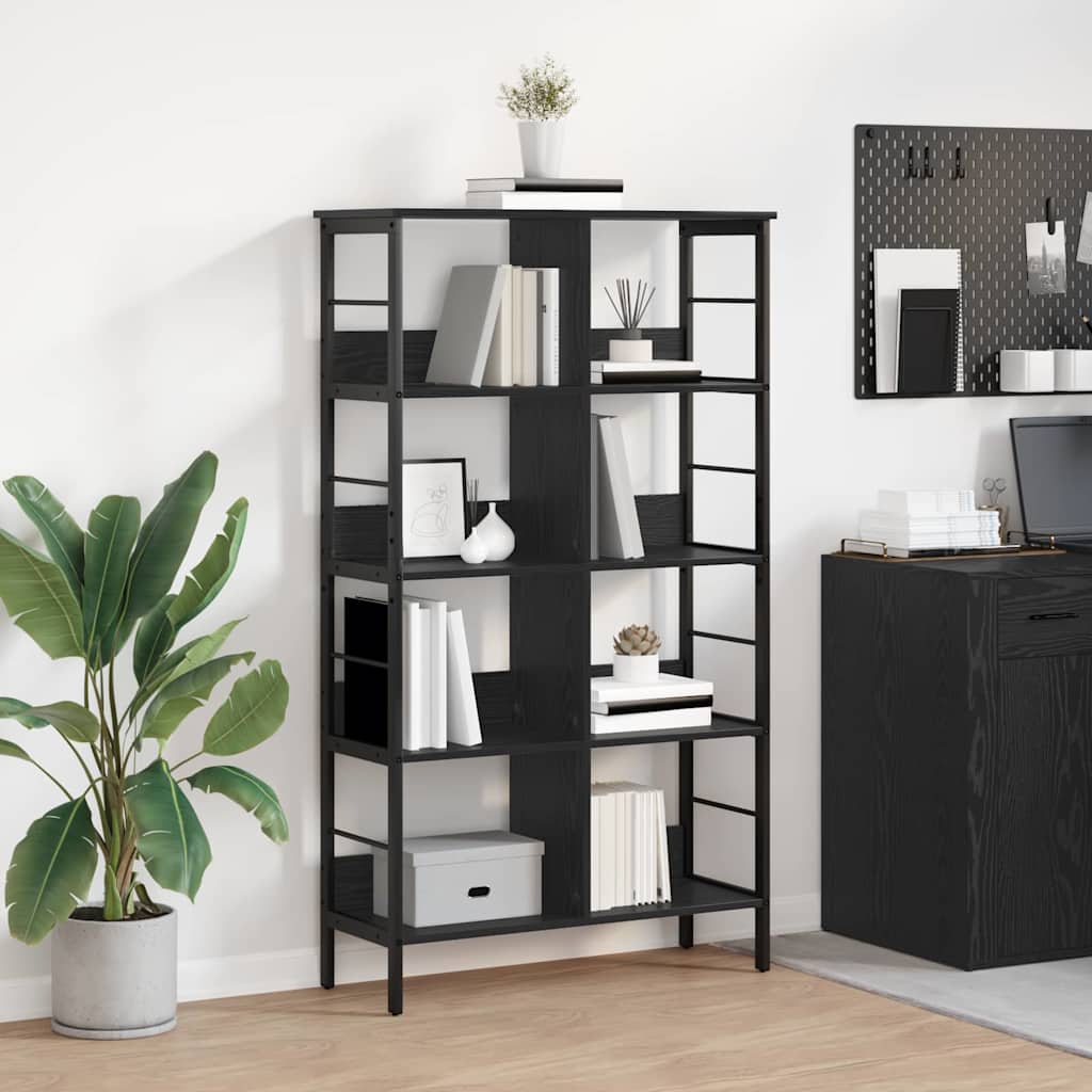 vidaXL Bookcase Black Oak-Effect 82 x 32 x 144.5 cm
