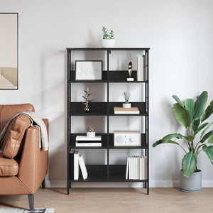 vidaXL Bookcase Black Oak-Effect 82 x 32 x 144.5 cm