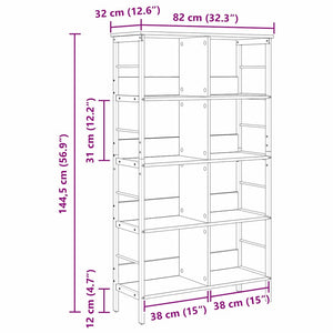 vidaXL Bookshelf Artisan Oak 82 x 32 x 144.5 cm Engineered Wood
