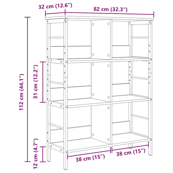 vidaXL Bookshelf Sonoma Oak 82 x 32 x 112 cm Engineered Wood