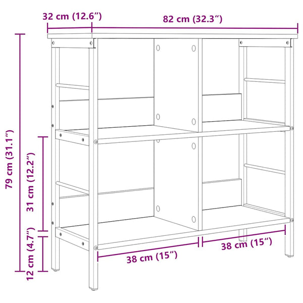 vidaXL Bookshelf Smoked Oak 82 x 32 x 79 cm Engineered Wood