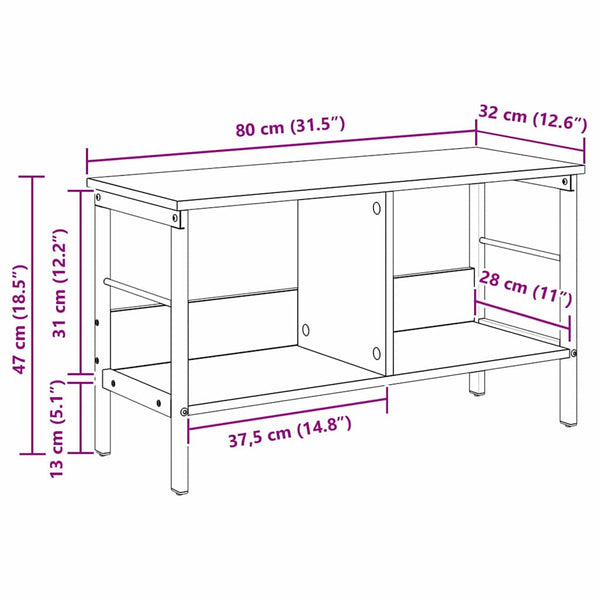 vidaXL Bookshelf Artisan Oak 82 x 32 x 47 cm Engineered Wood