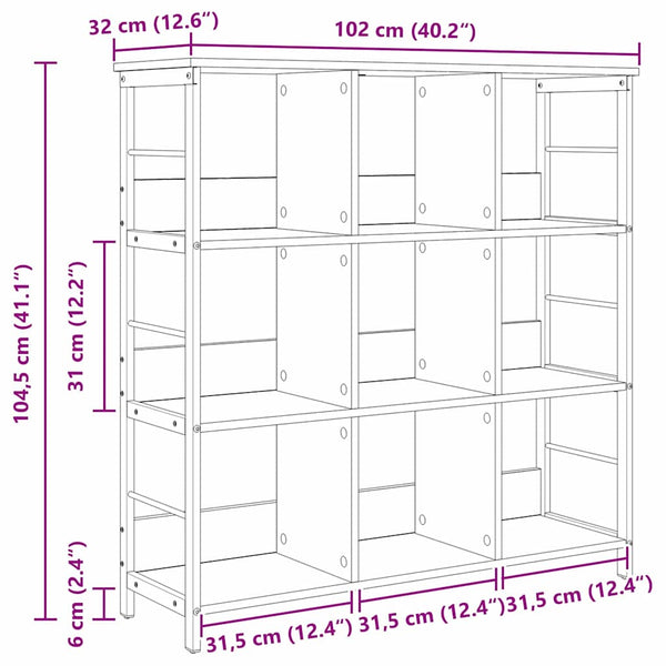 vidaXL Bookshelf Artisan Oak 102 x 32 x 104.5 cm Engineered Wood