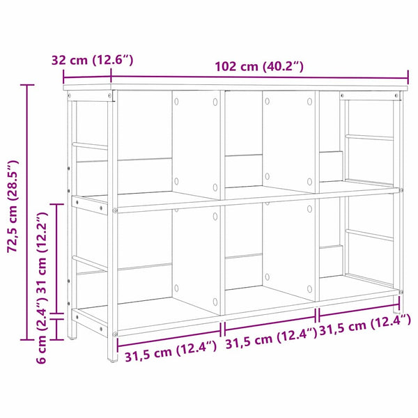 vidaXL Bookshelf Artisan Oak 102 x 32 x 72.5 cm Engineered Wood