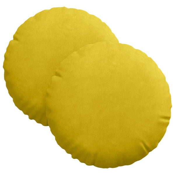 Gelbe Samt Sitzkissen Ø30cm, 2er-Set