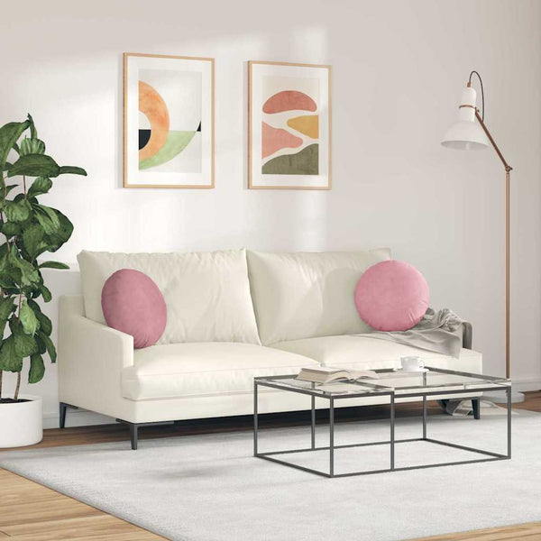 Rosa Samt Sitzkissen 2er Set Ø40cm