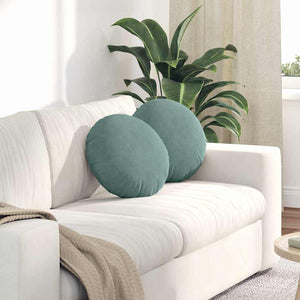 vidaXL Seat Cushions 2 pcs Sea Green Ø 40 x 13 cm Velvet