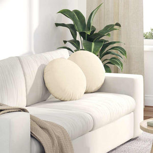 vidaXL Seat Cushions 2 pcs Cream Ø 40 cm Corduroy