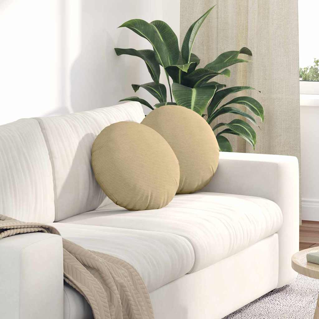 vidaXL Seat Cushions 2 pcs Grey-Green Ø 40 cm Corduroy