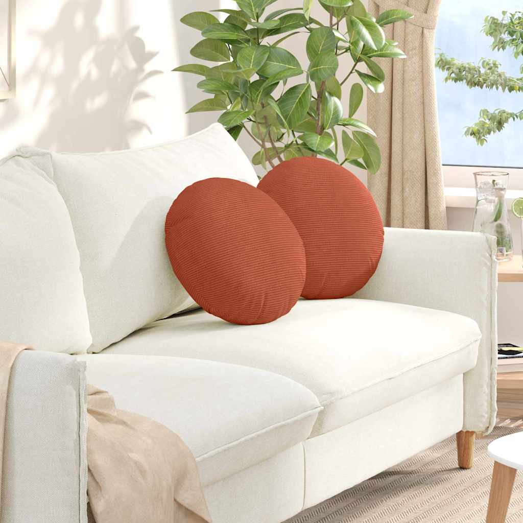 vidaXL Seat Cushions 2 pcs Red-Orange Ø 40 cm Corduroy