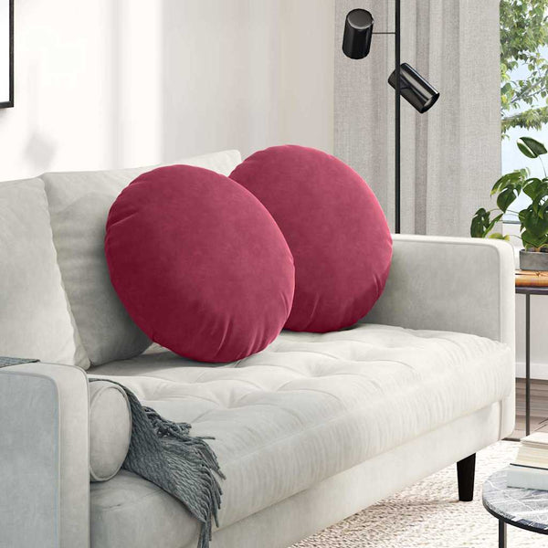 vidaXL Seat Cushions 2 pcs Wine Red Ø50 x 19 cm Velvet