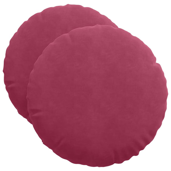 vidaXL Seat Cushions 2 pcs Wine Red Ø50 x 19 cm Velvet