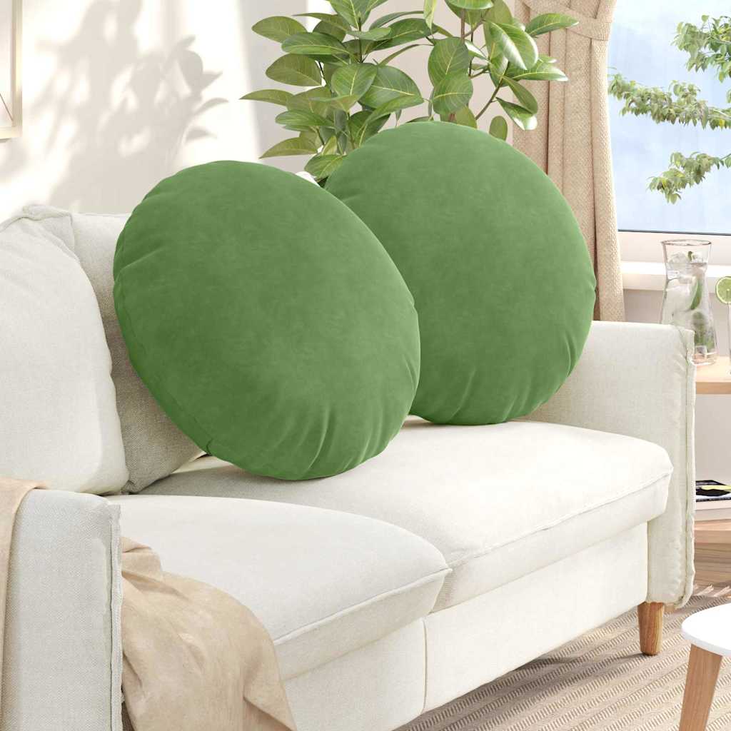 vidaXL Floor Cushions 2 pcs Light Green Ø60 x 21 cm Velvet