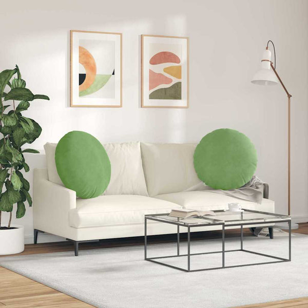 vidaXL Floor Cushions 2 pcs Light Green Ø60 x 21 cm Velvet