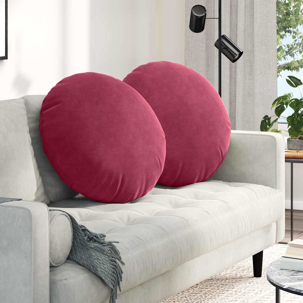 vidaXL Floor Cushions 2 pcs Wine Red Ø60 x 21 cm Velvet