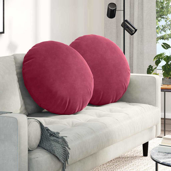 vidaXL Floor Cushions 2 pcs Wine Red Ø60 x 21 cm Velvet