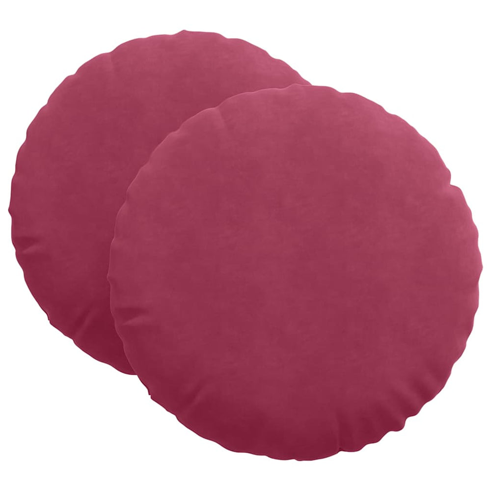 vidaXL Floor Cushions 2 pcs Wine Red Ø60 x 21 cm Velvet