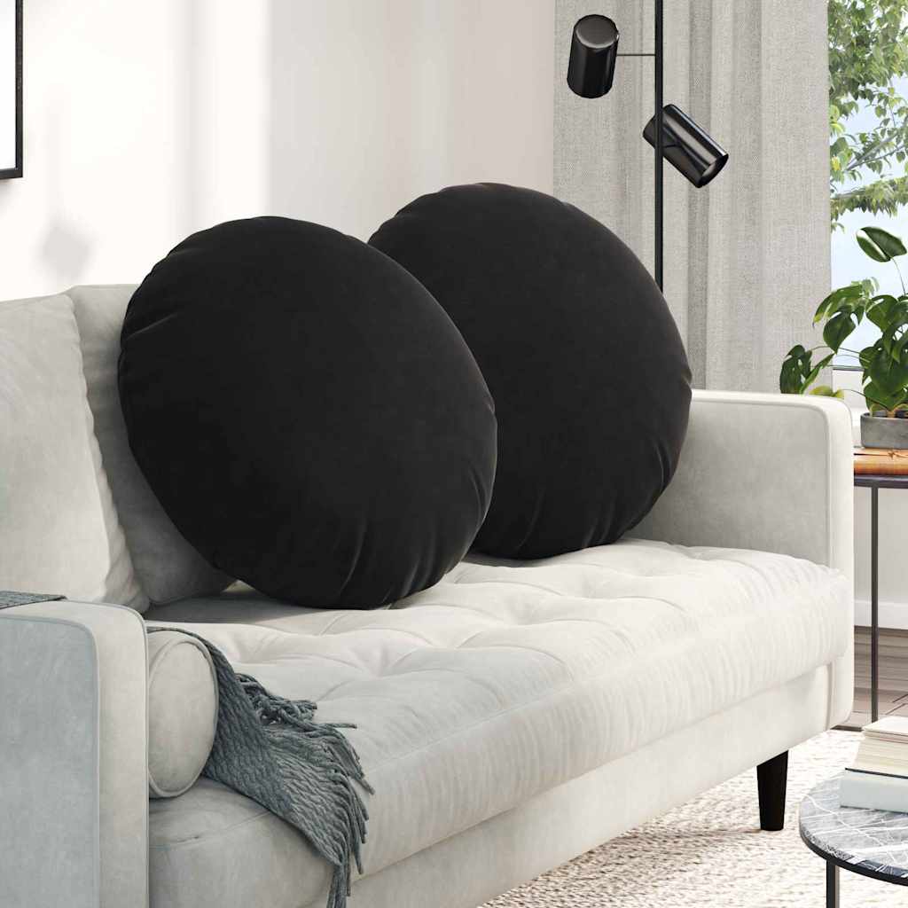 vidaXL Seat Cushions 2 pcs Black Ø60 x 21 cm Velvet