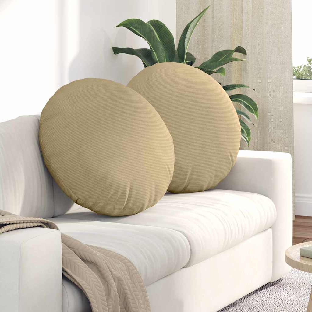 vidaXL Seat Cushions 2 pcs Grey-Green Ø60 x 21 cm Corduroy