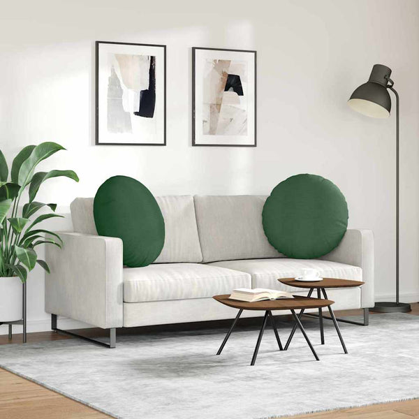 vidaXL Seat Cushions 2 pcs Dark Green Ø 80 cm Corduroy