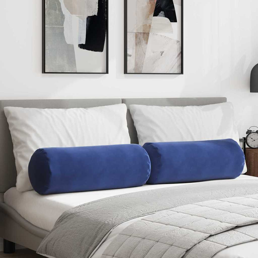 vidaXL Bolster Pillows 2 pcs Police Blue Ø 25 x 70 cm Corduroy