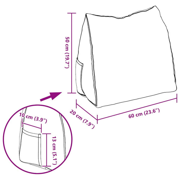 vidaXL Back Cushion Light Grey 60 x 20 x 50 cm Fabric
