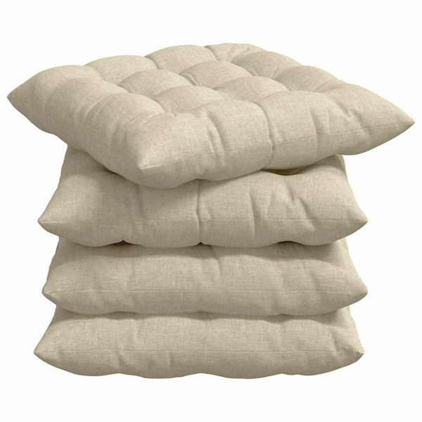 vidaXL Seat Cushions 4 pcs Cream 40 x 40 x 6 cm Fabric