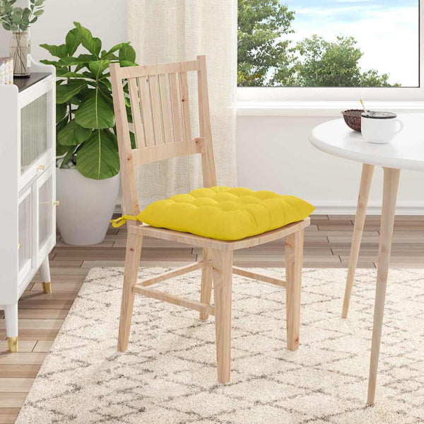 vidaXL Seat Cushions 4 pcs Light Yellow 40 x 40 x 6 cm Fabric