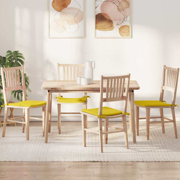 vidaXL Seat Cushions 4 pcs Light Yellow 40 x 40 x 3 cm Fabric
