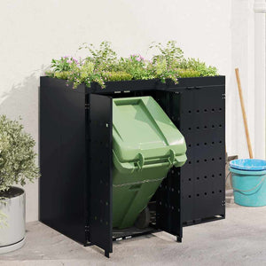 vidaXL Wheelie Bin Shed for 2 Bins Black 136 x 77.5 x 121.5 cm