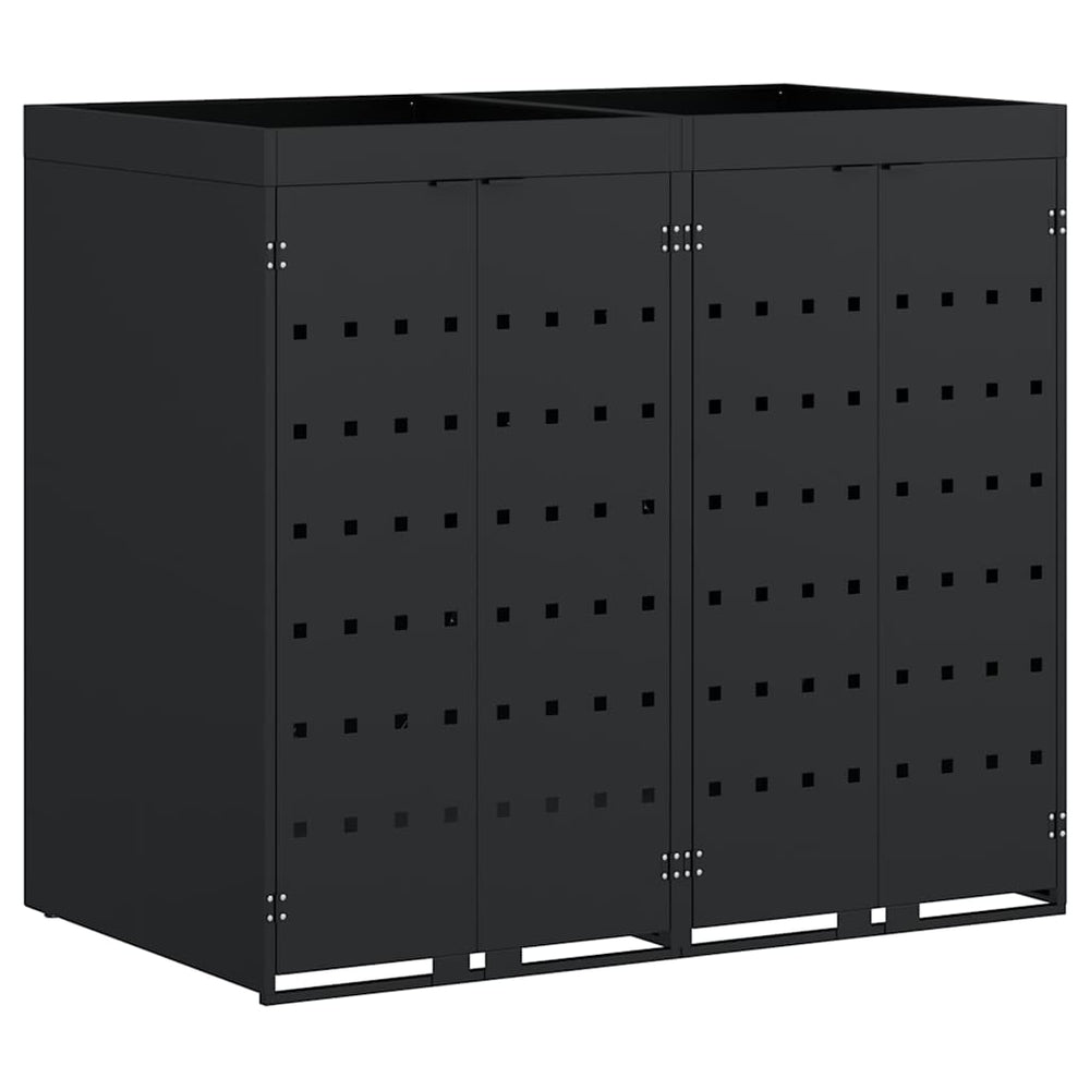 vidaXL Wheelie Bin Shed for 2 Bins Black 136 x 77.5 x 121.5 cm