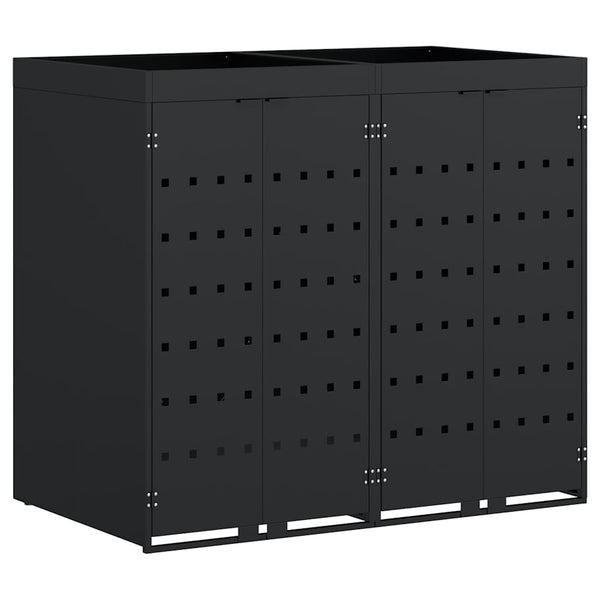 vidaXL Wheelie Bin Shed for 2 Bins Black 136 x 77.5 x 121.5 cm