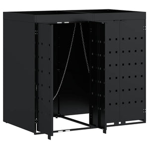 vidaXL Wheelie Bin Shed for 2 Bins Black 136 x 77.5 x 121.5 cm