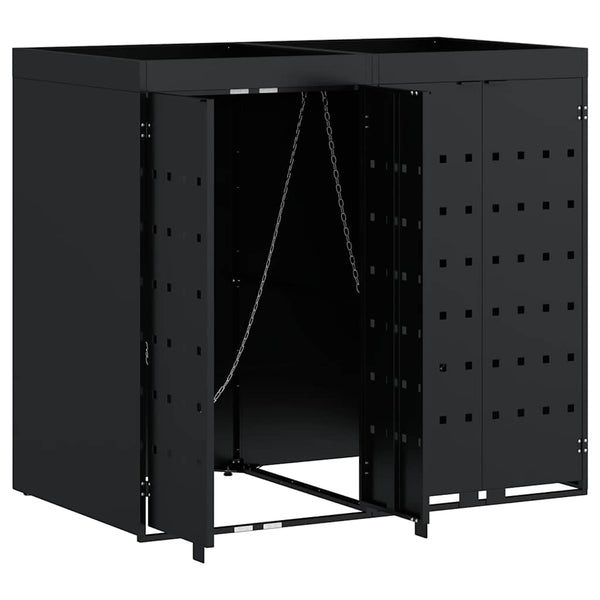 vidaXL Wheelie Bin Shed for 2 Bins Black 136 x 77.5 x 121.5 cm